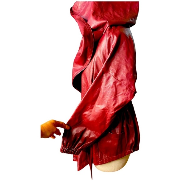 NWOT BURGUNDY Milan Runway LAMBSKIN Leather hooded jacket - Picture 16 of 16